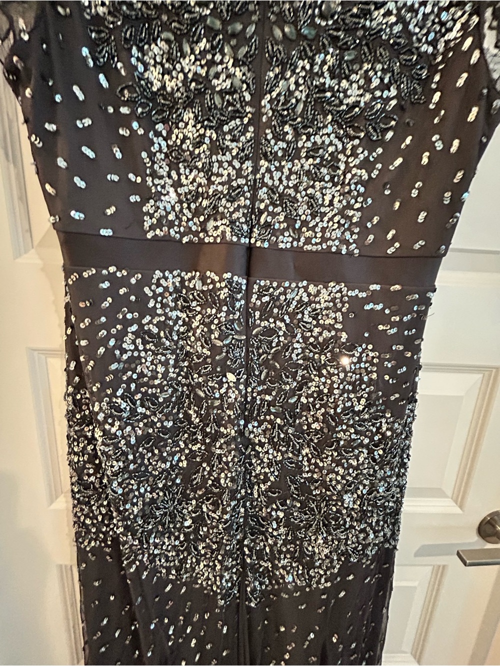 Adrianna Papell Mother of the Groom Bride Embellished Gown Gray Silver Size 18W - Picture 12 of 16